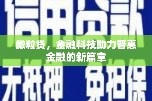 洋县微粒贷，金融科技助力普惠金融的新篇章