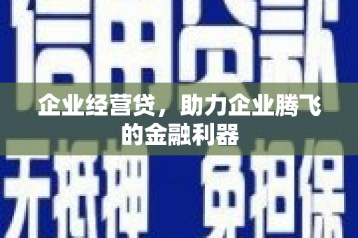 洋县企业经营贷，助力企业腾飞的金融利器