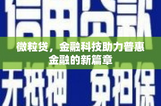 洋县微粒贷，金融科技助力普惠金融的新篇章