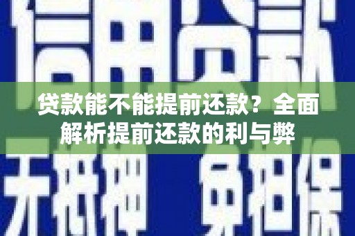 洋县贷款能不能提前还款？全面解析提前还款的利与弊