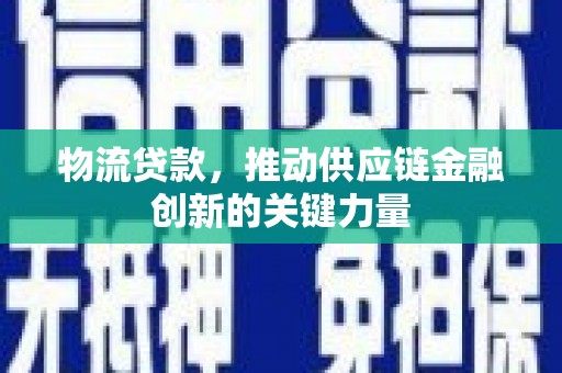 洋县物流贷款，推动供应链金融创新的关键力量