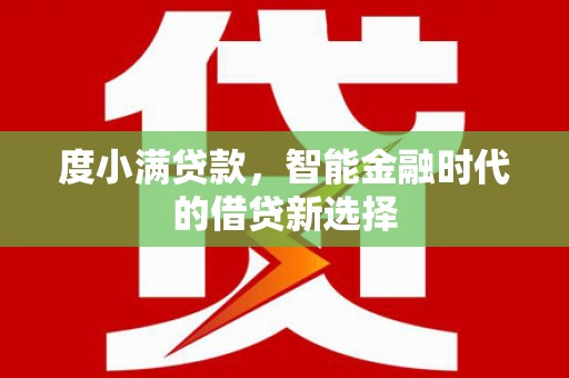洋县度小满贷款，智能金融时代的借贷新选择