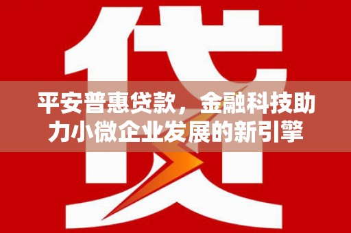 洋县平安普惠贷款，金融科技助力小微企业发展的新引擎