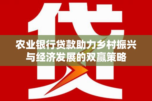 洋县农业银行贷款助力乡村振兴与经济发展的双赢策略