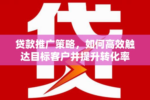 洋县贷款推广策略，如何高效触达目标客户并提升转化率
