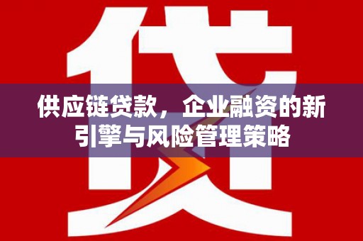 洋县供应链贷款，企业融资的新引擎与风险管理策略