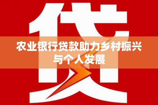 洋县农业银行贷款助力乡村振兴与个人发展