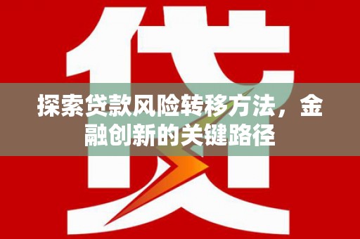 洋县探索贷款风险转移方法，金融创新的关键路径