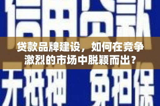 洋县贷款品牌建设，如何在竞争激烈的市场中脱颖而出？