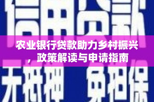 洋县农业银行贷款助力乡村振兴，政策解读与申请指南