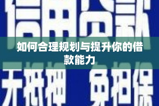 洋县如何合理规划与提升你的借款能力