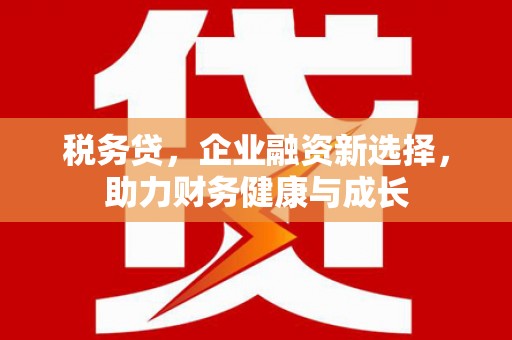 洋县税务贷，企业融资新选择，助力财务健康与成长